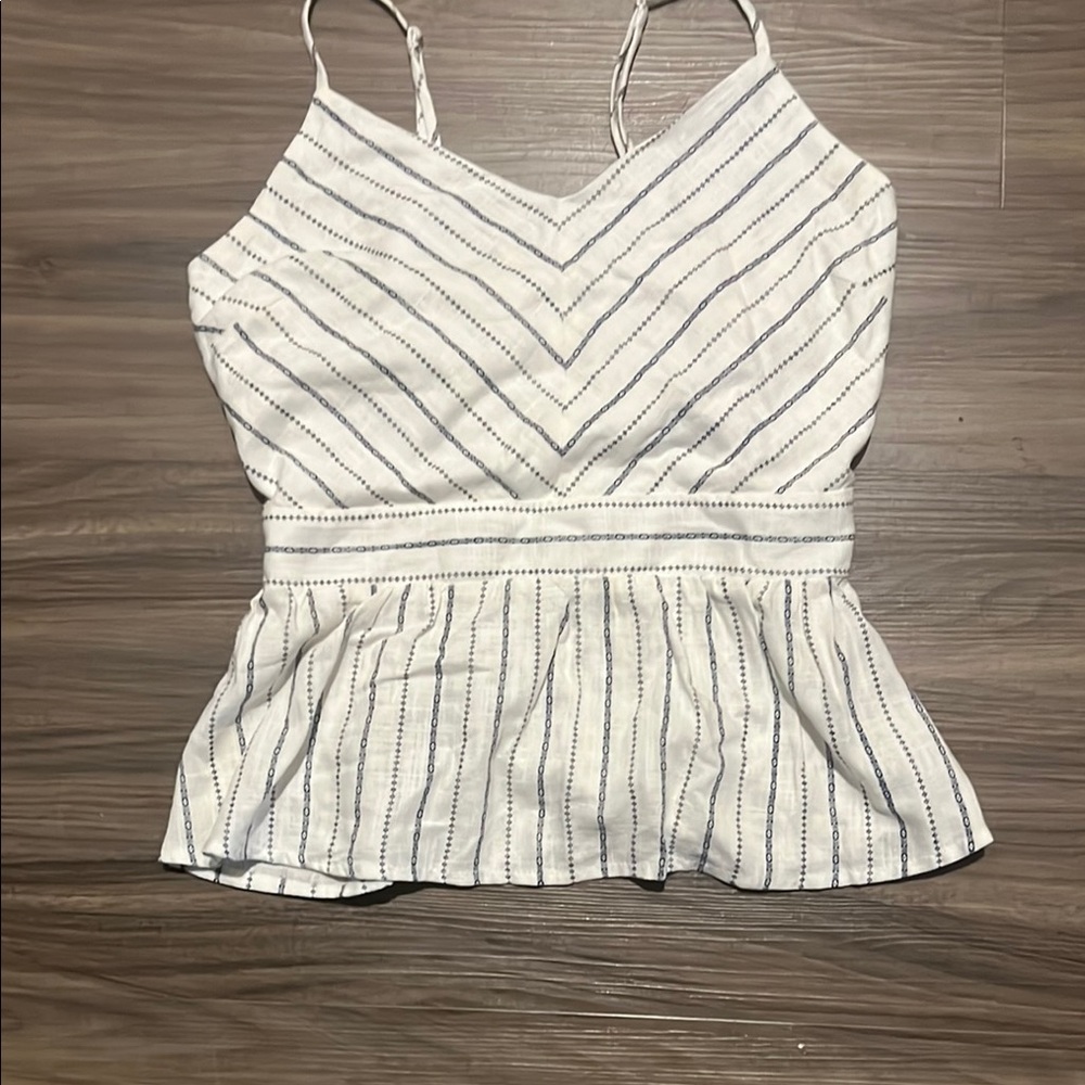 Striped White and Blue Women's Top